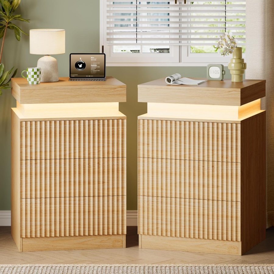 Xixini Fluted Nightstand Set of 2