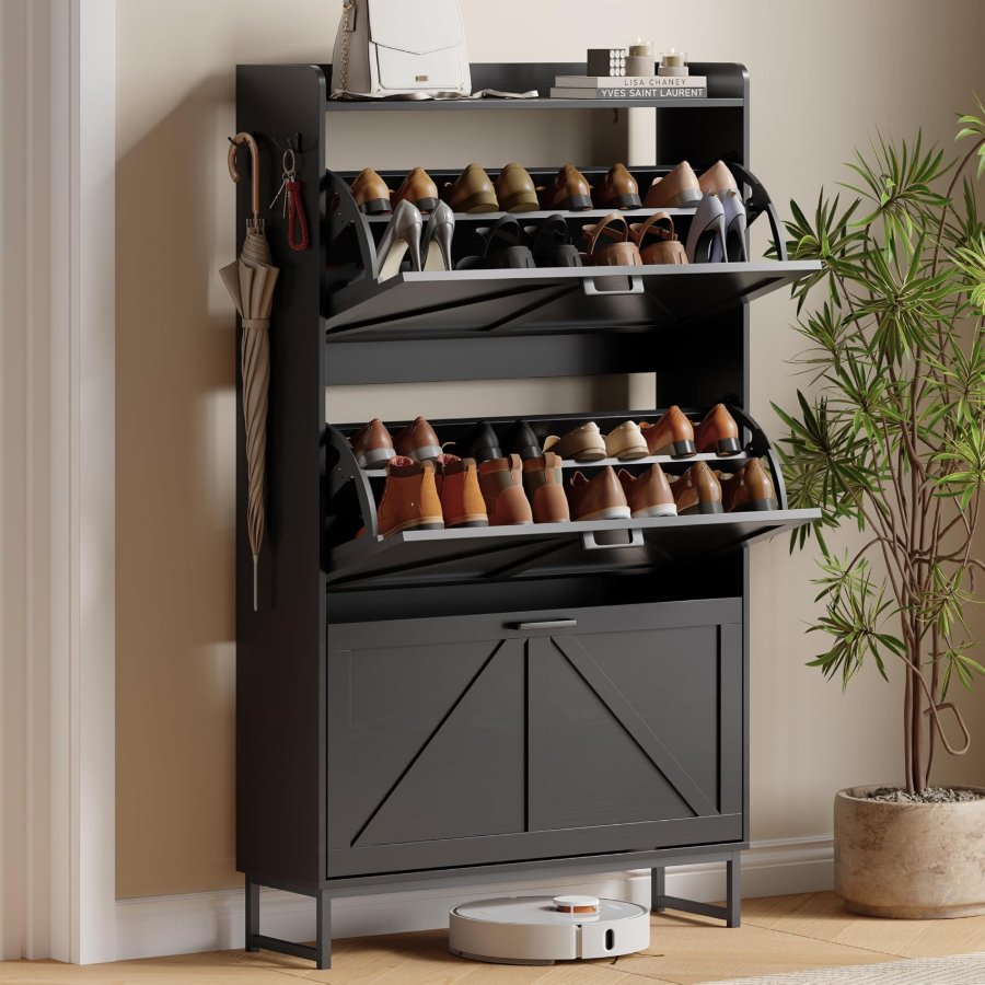 Xixini Shoe Cabinet with 3 Flip Drawers