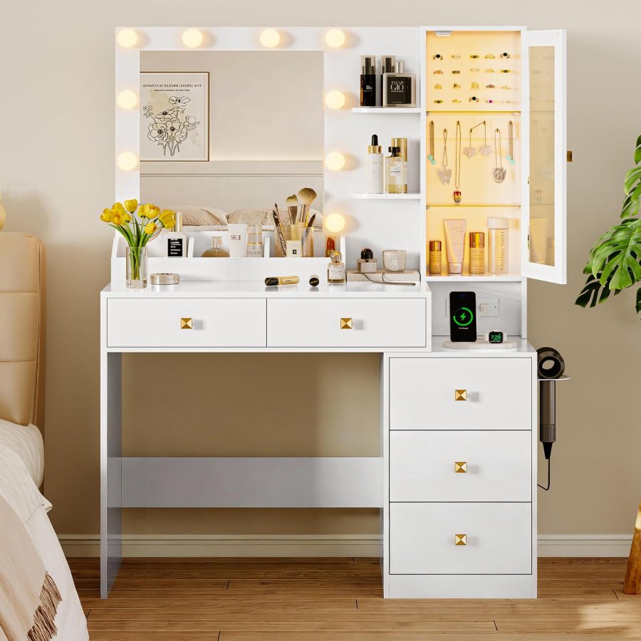 Xixini Vanity Desk with Mirror and Lights