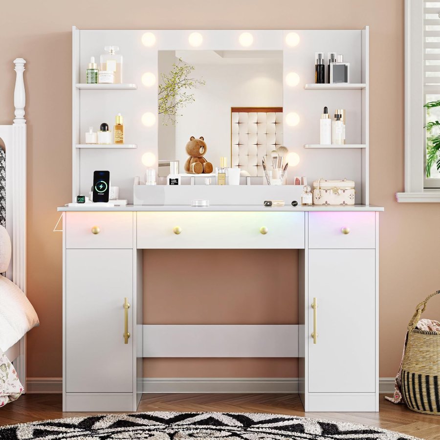 Xixini Vanity Desk with Mirror and Lights